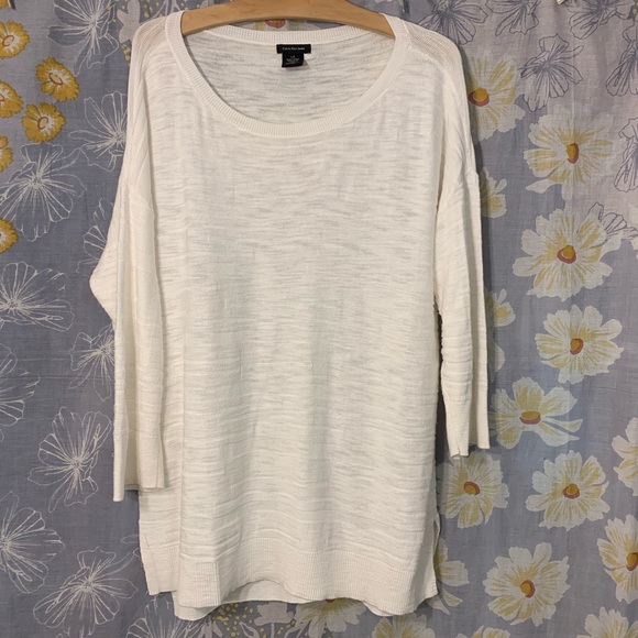 Calvin Klein Jeans White Marbled Knit Sweater L - Picture 9 of 15